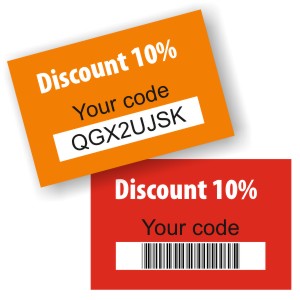 Printed coupons, leaflets with unique discount codes uncoated