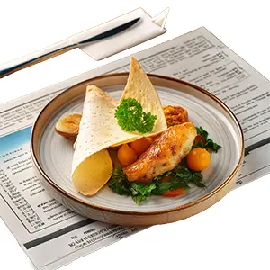 Menu placemat under the plate